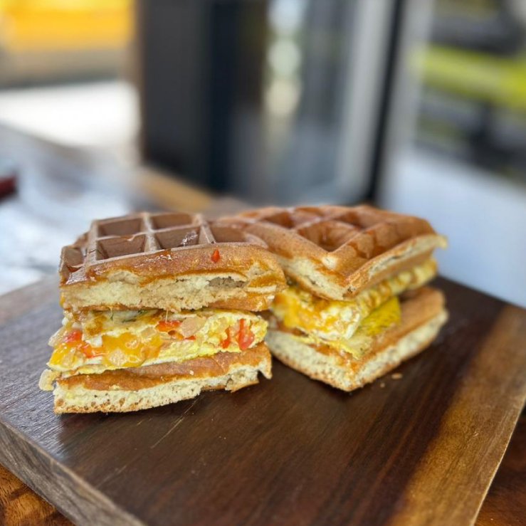 Omelette Waffle Sandwich